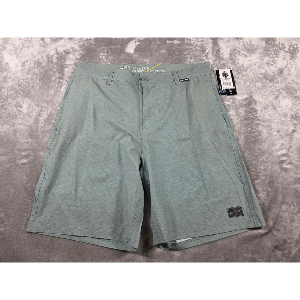Maui & Sons Hybrid Shorts Men 36 Sage Green Hydro Terrain SpeedDry 4-Way Stretch